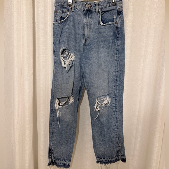 Free People Blue Distressed Jeans - Picture 2 of 4